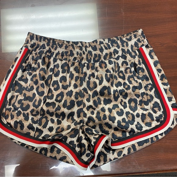 Pam & Gela Pants - NWOT Pam & Gela satin leopard print shorts. Size M.